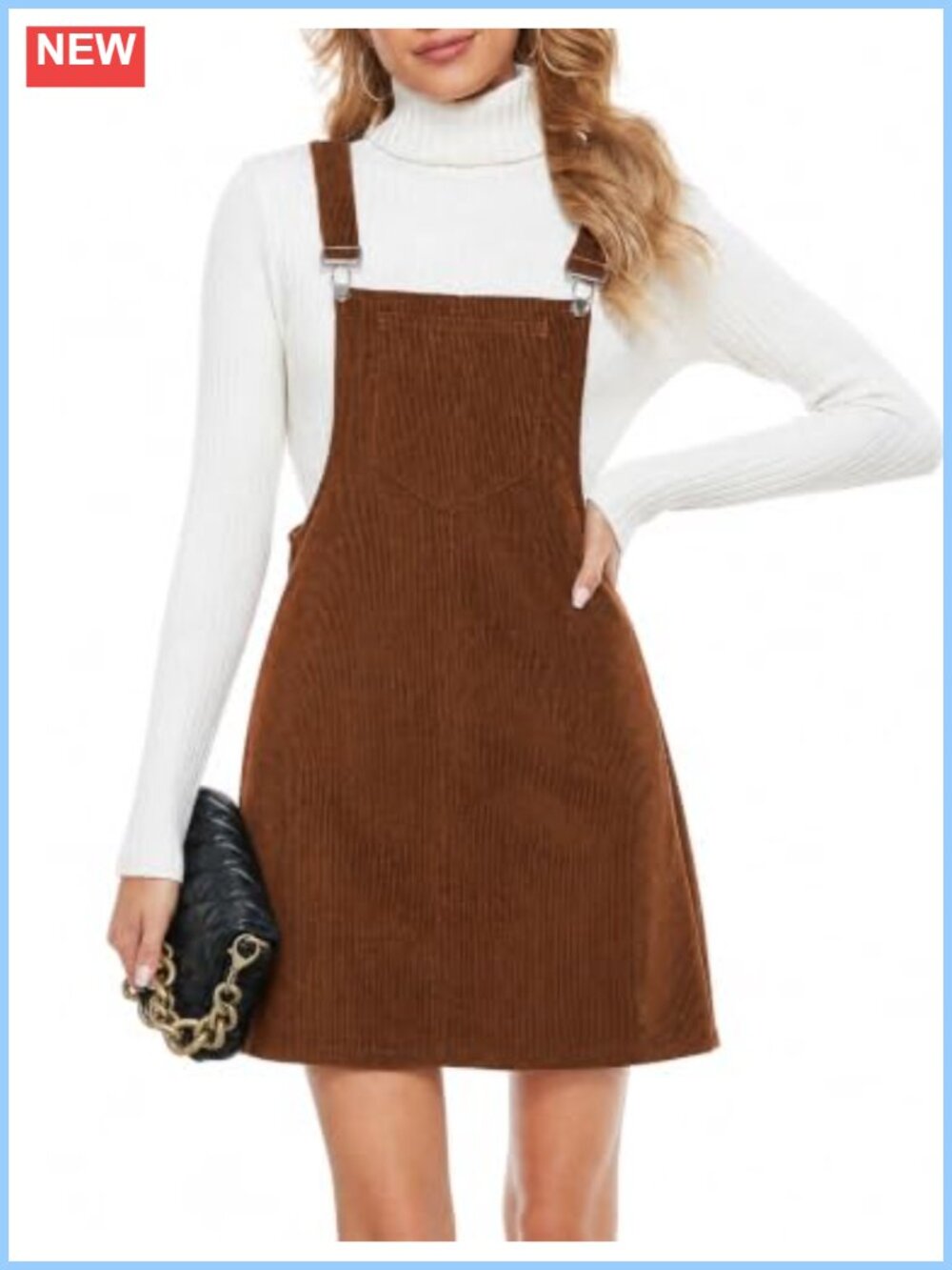 Corduroy Overall Dress Adjustable Strap A-Line Pinafore Jumper